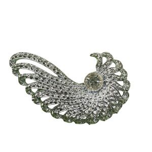 Sarah Coventry Silver Rhinestone Brooch Pin, Statement Cocktail Party‎ Jewelry
